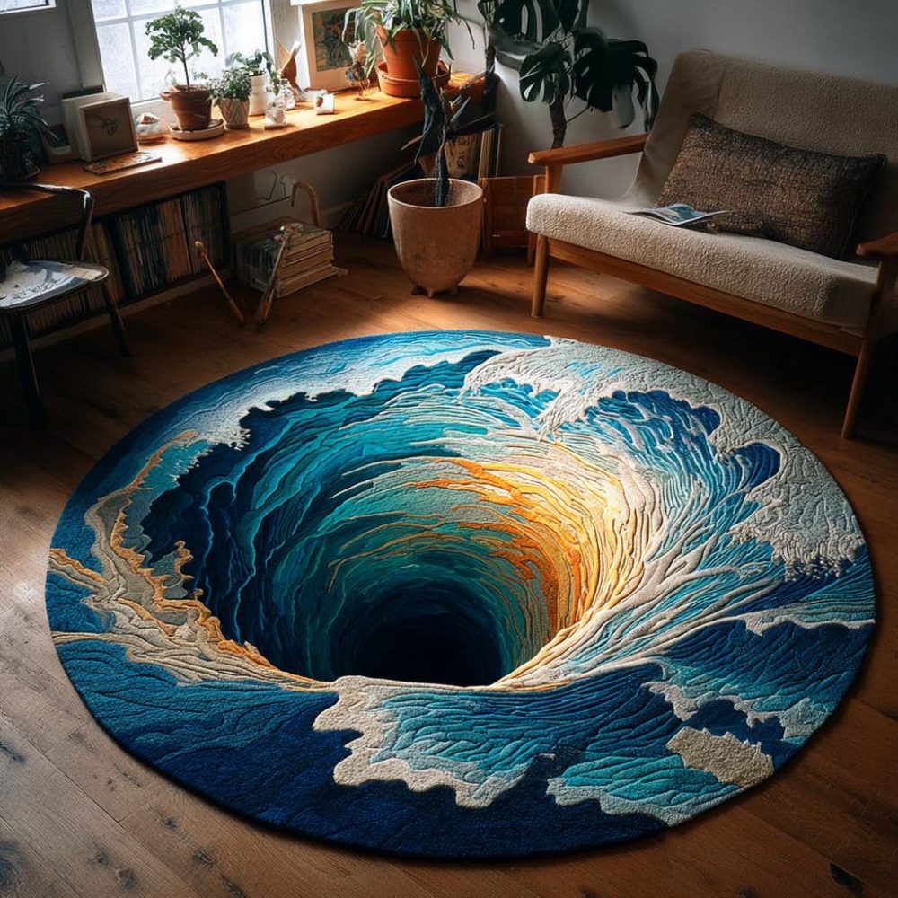 Coral Wave Quilted Round Mat