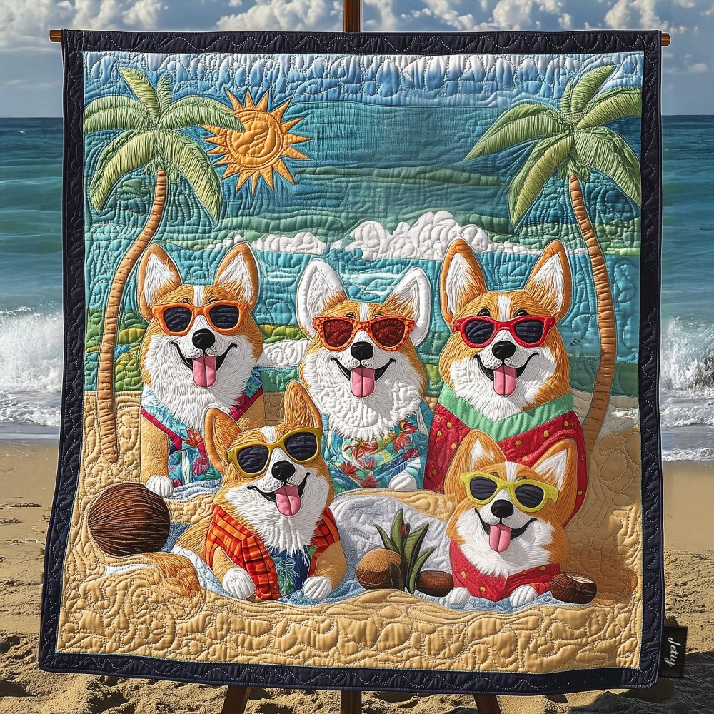 Corgi Bliss Quilted Blanket