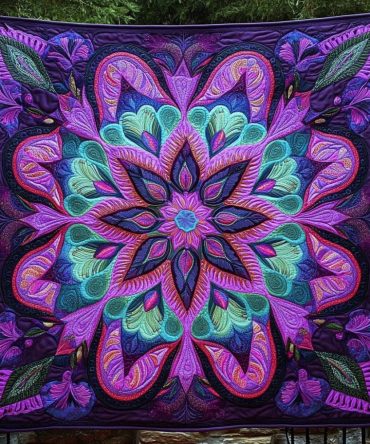 Cosmic Blossom Quilted Blanket