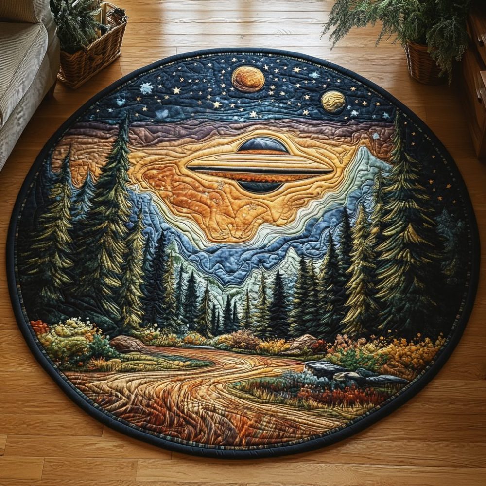 Cosmic Forest Quilted Round Mat