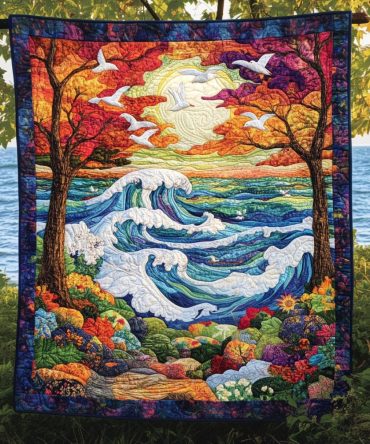 Cosmic Hippie Dreamscape Quilted Blanket