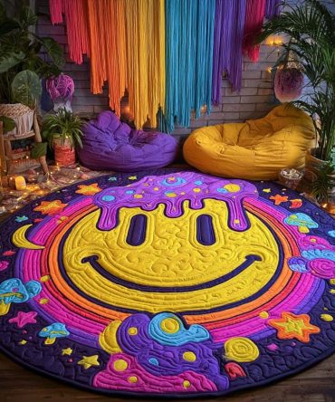 Cosmic Smile Quilted Round Mat