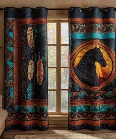 Cosmic Stallion Spirit Quilted Curtains