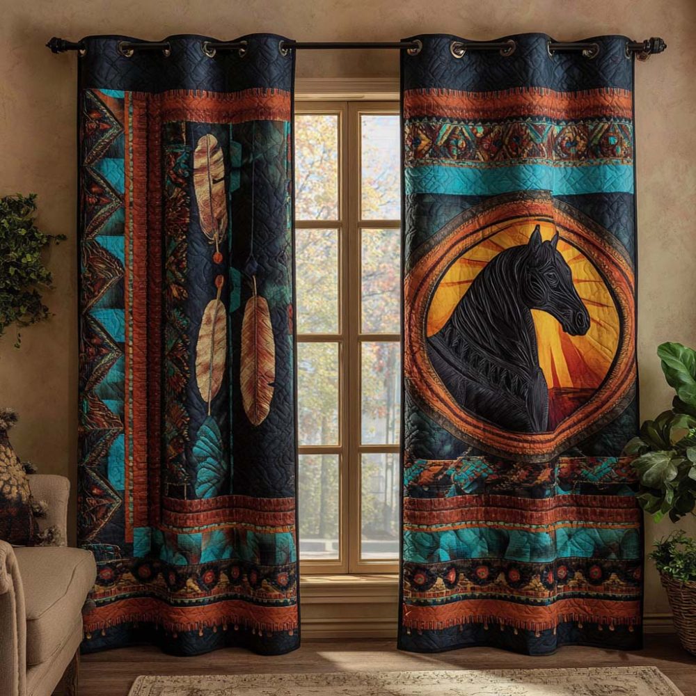 Cosmic Stallion Spirit Quilted Curtains