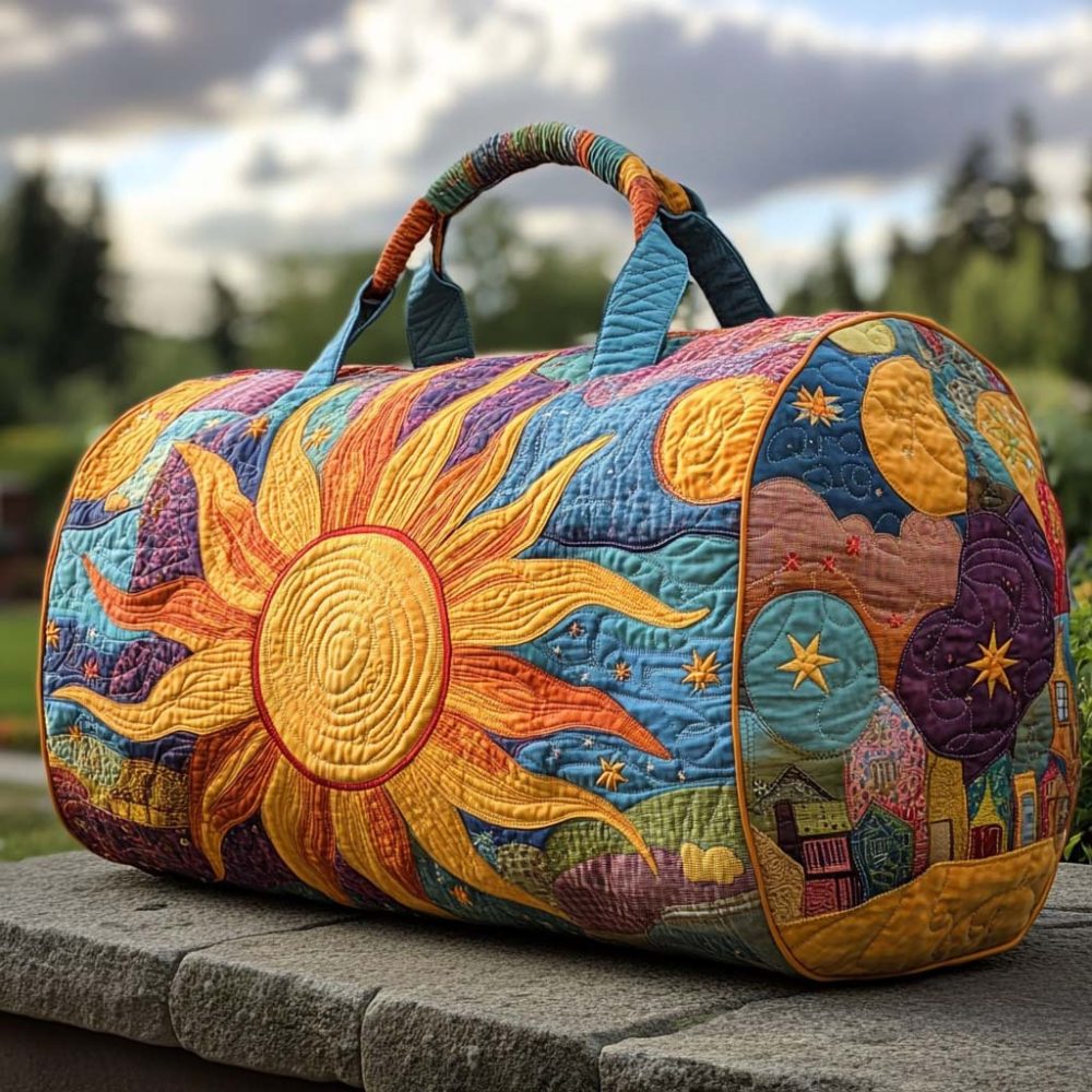 Cosmic Sun Quilted Duffle Bag