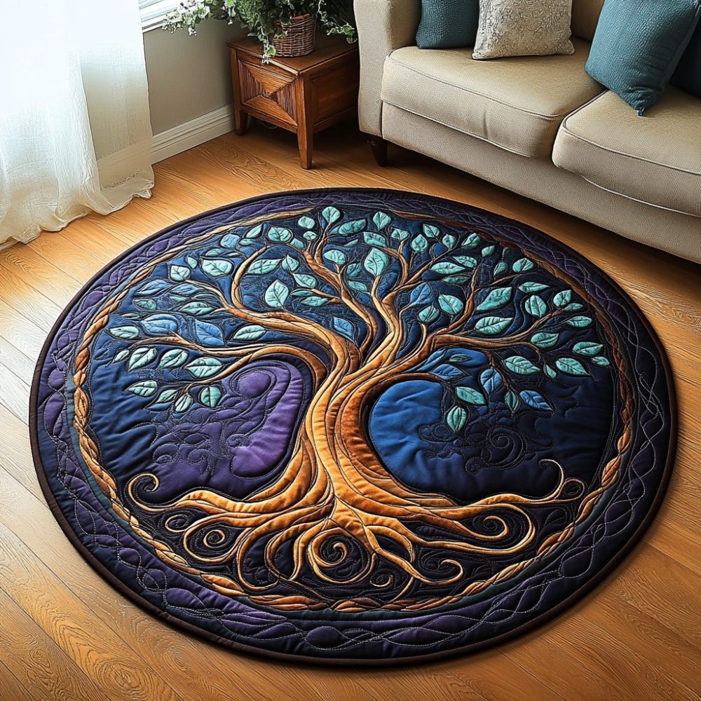 Cosmic Tree Quilted Round Mat