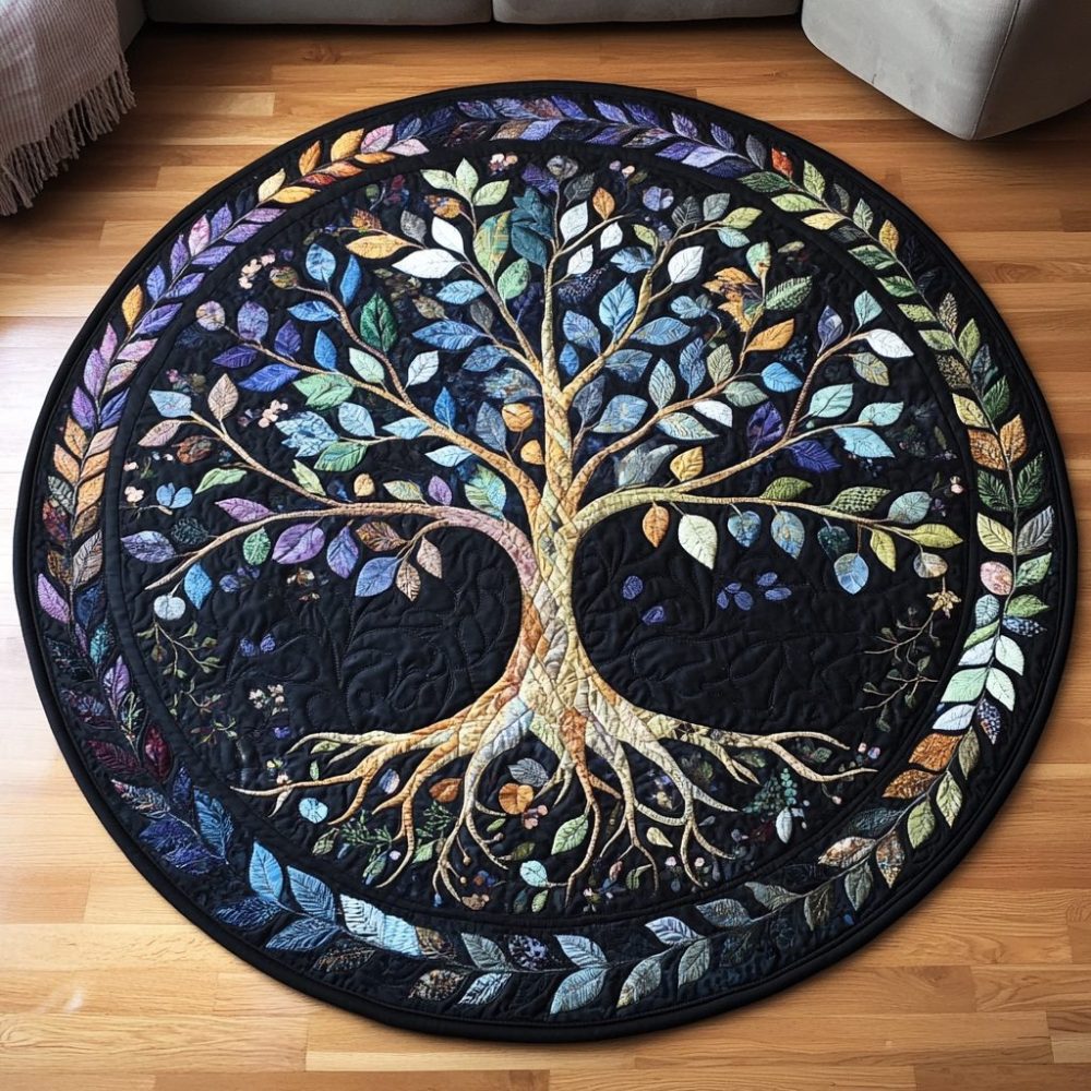 Cosmic Tree Quilted Round Mat