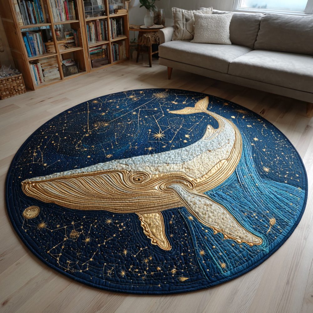 Cosmic Whale Quilted Round Mat