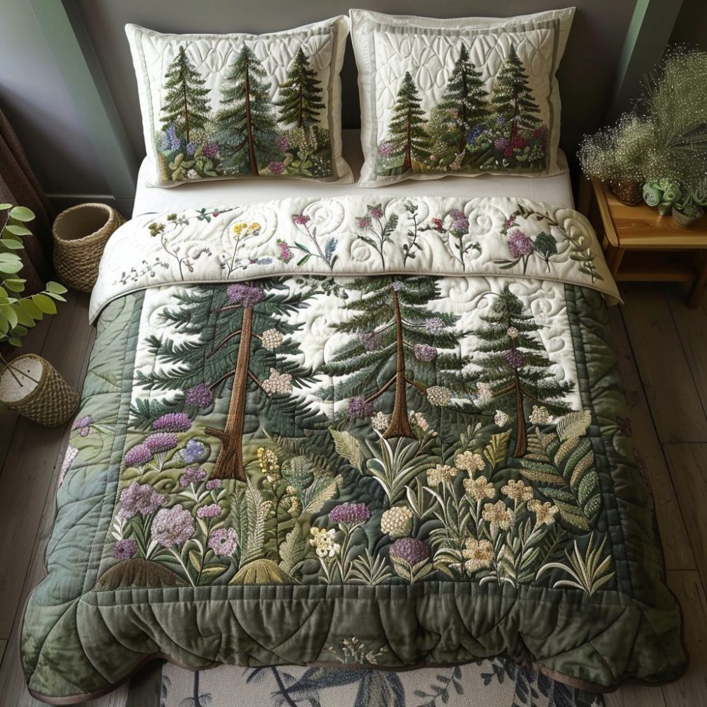 Cottage Forest 3-Piece Quilted Bedding Set