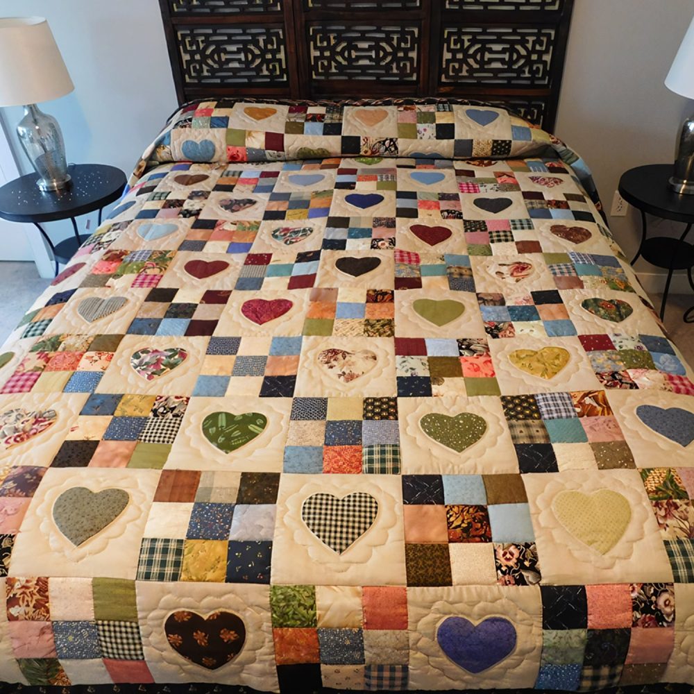 Cottagecore Heart Quilted Blanket