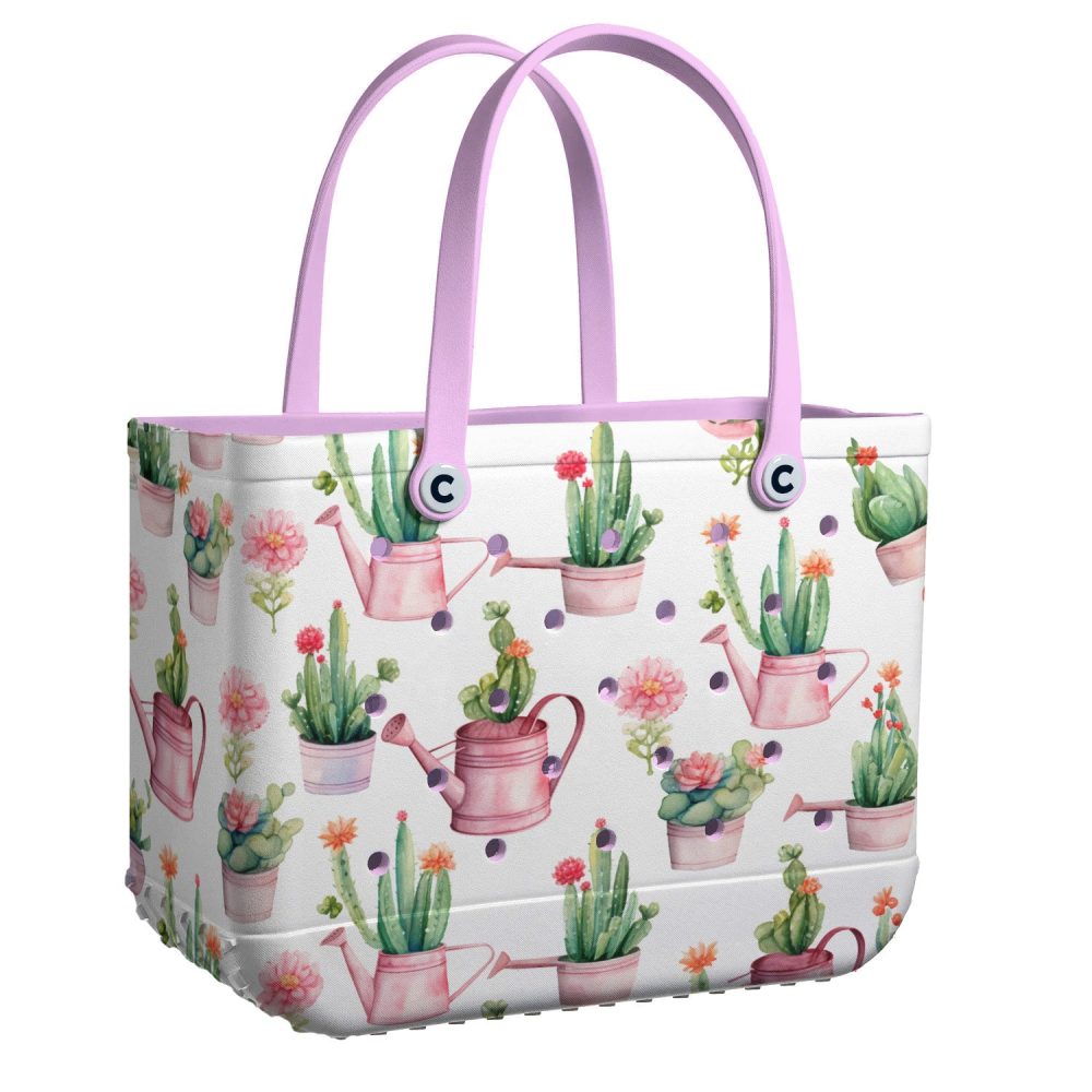 Bucket Tote Bag, Limited Edition Bogg Bag, Beach Bag Cottagecore Cacti
