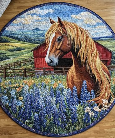 Country Horse Elegance Quilted Round Mat