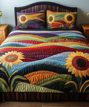 Country Sunflower Dreams 3-Piece Quilted Bedding Set