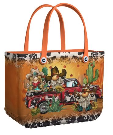 Vibrant Cowboy Gnome Tote Bag - Rustic Western Design With Cactus & Truck - Perfect For Casual Outings