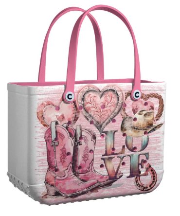 Bucket Tote Bag, Limited Edition Bogg Bag, Beach Bag Cowboy Heart