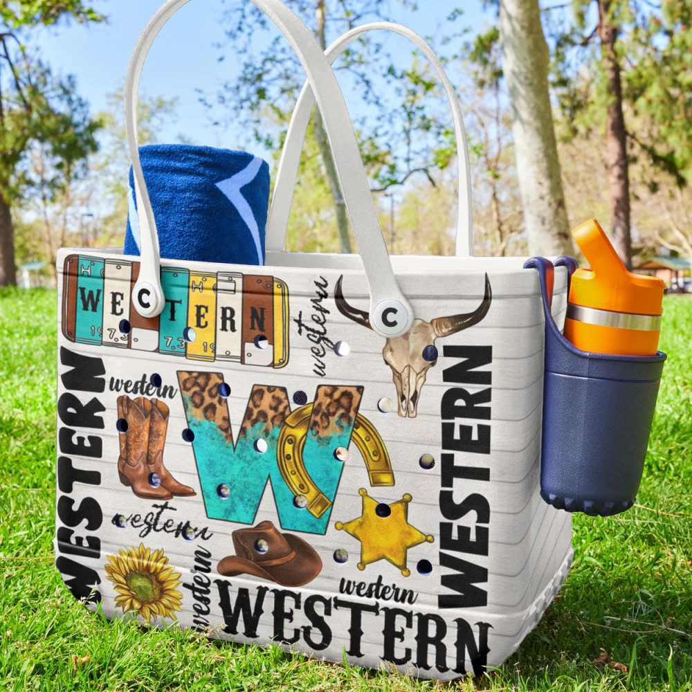 Bucket Tote Bag, Limited Edition Bogg Bag, Beach Bag Cowboy Western - Image 3