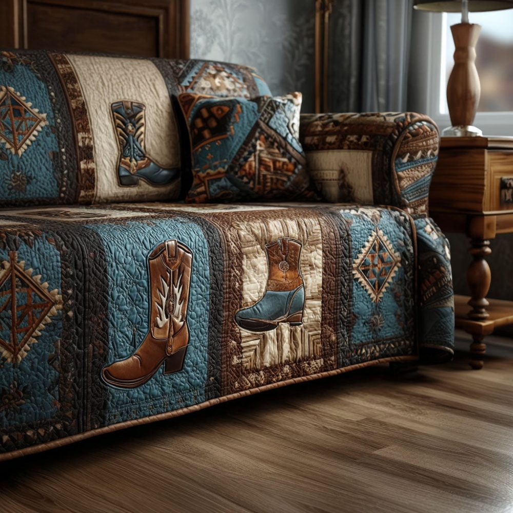 Cowboy Trails Quilted Sofa Cover