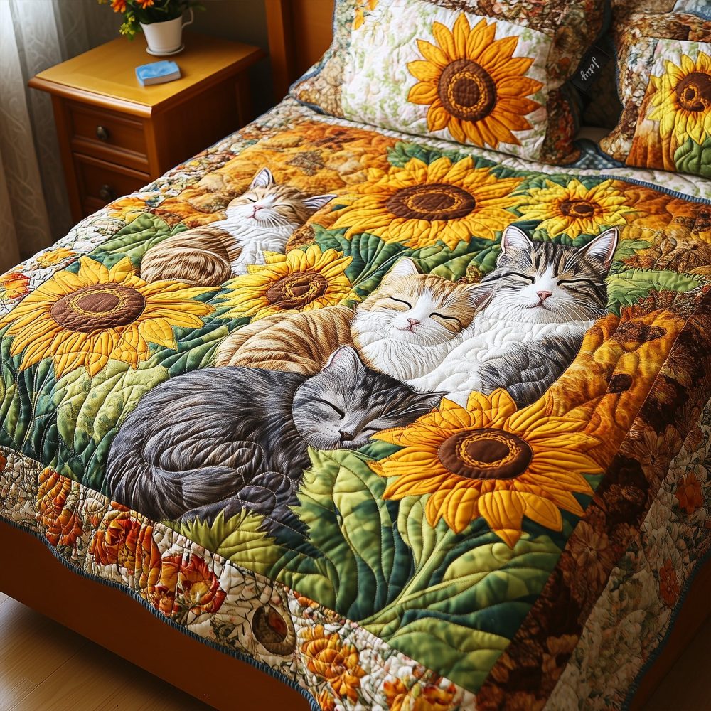 Cozy Cat Companions Quilted Blanket