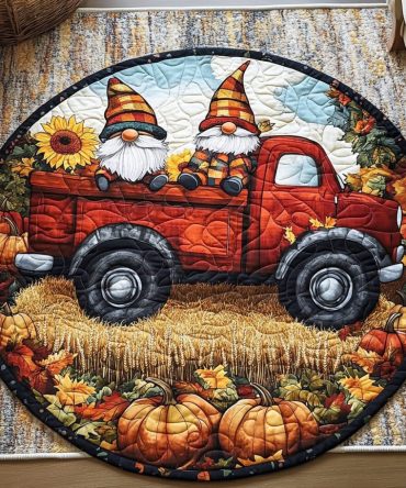Cozy Autumn Quilted Round Mat