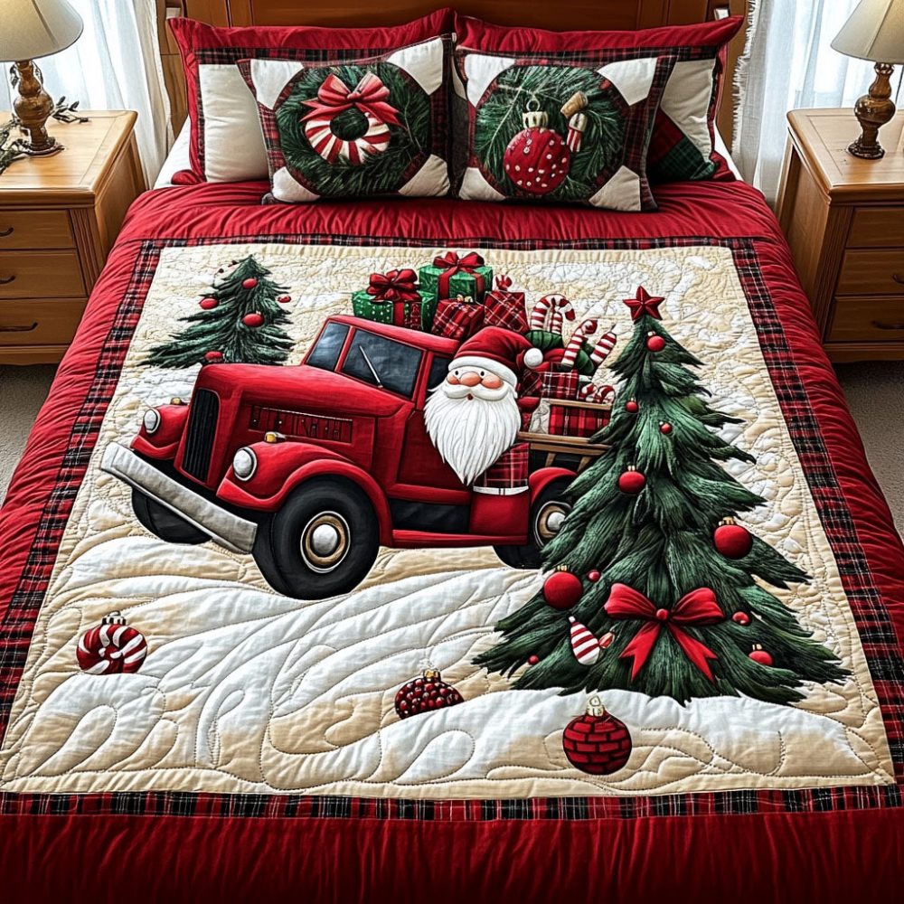 Cozy Christmas Eve 3-Piece Quilted Bedding Set
