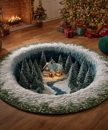 Cozy Christmas Village Quilted Round Mat