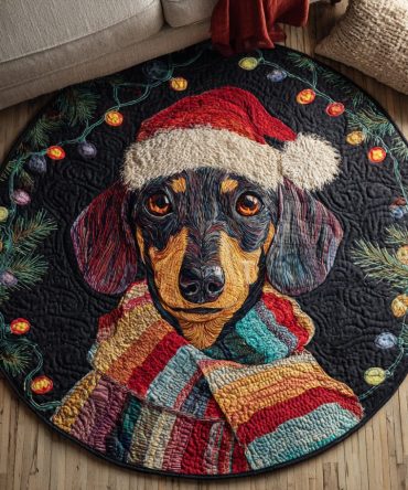 Cozy Dachshund Quilted Round Mat