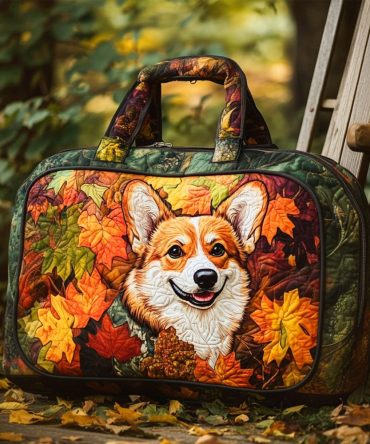 Cozy Fall Corgi Quilted Duffle Bag