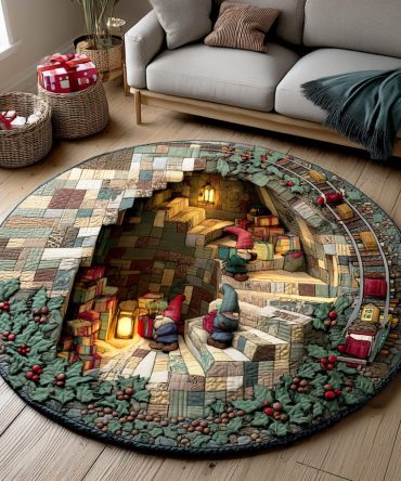 Cozy Gnome Night Quilted Round Mat