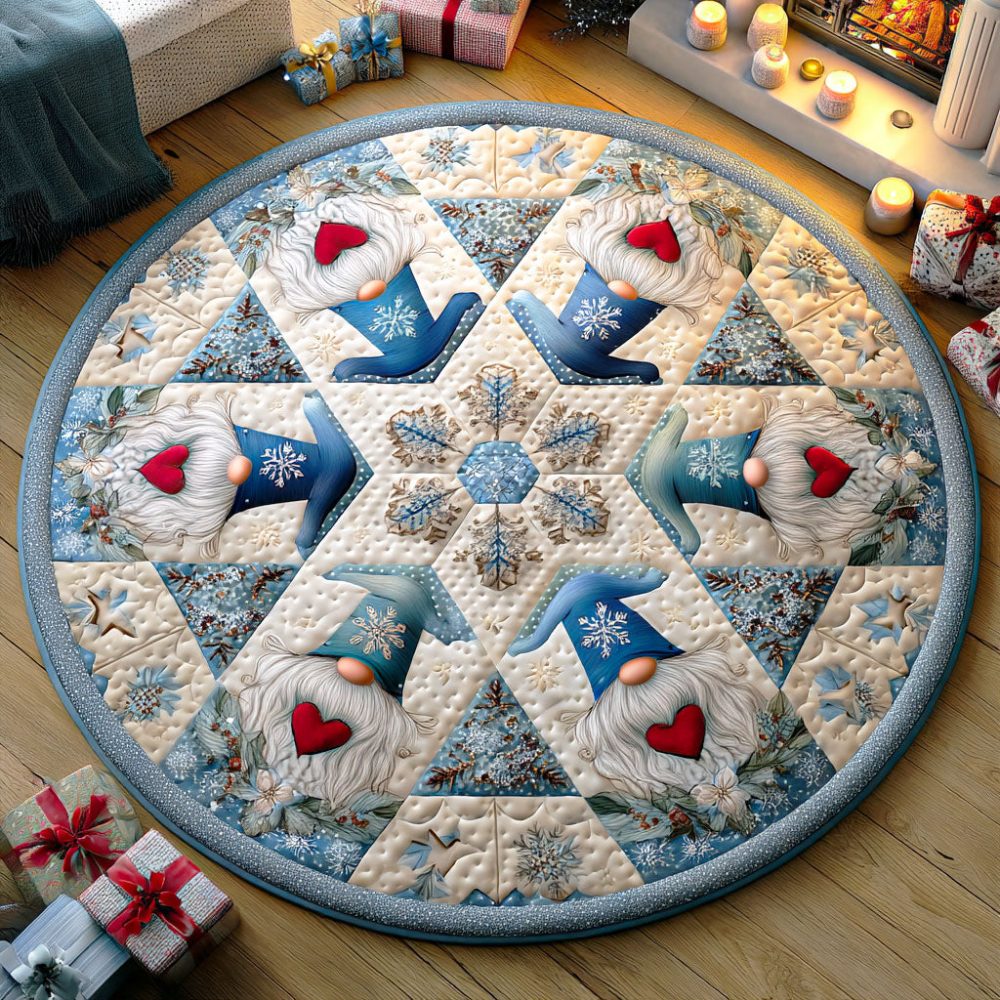 Cozy Gnome Quilted Round Mat