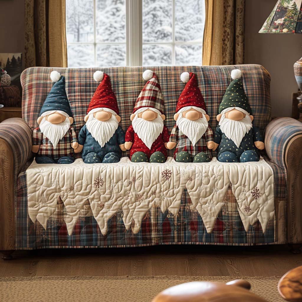 Cozy Gnomes Quilted Sofa Cover