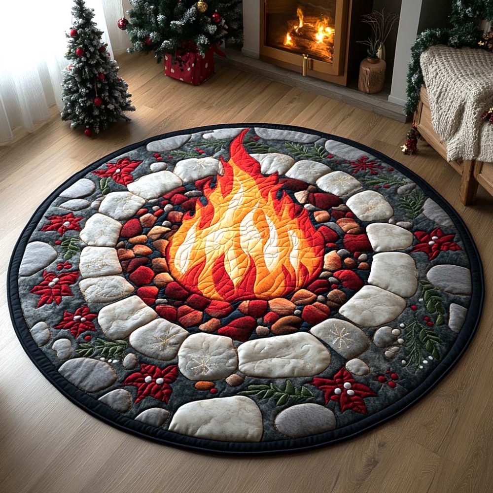Cozy Hearth Circle Quilted Round Mat