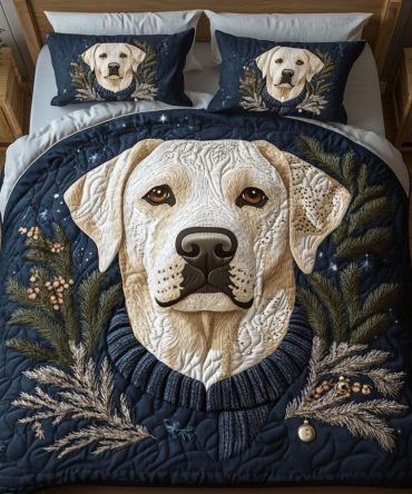Cozy Labrador Paws 3-Piece Quilted Bedding Set