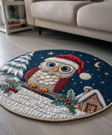 Cozy Owl Night Quilted Round Mat