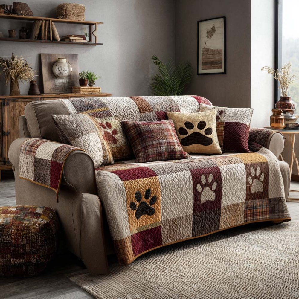 Cozy Paws Quilted Sofa Cover