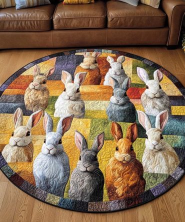 Cozy Rabbit Quilted Round Mat