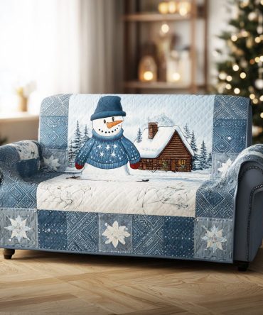 Cozy Snow Village Quilted Sofa Cover