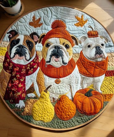 Cozy Trio Bulldog Quilted Round Mat