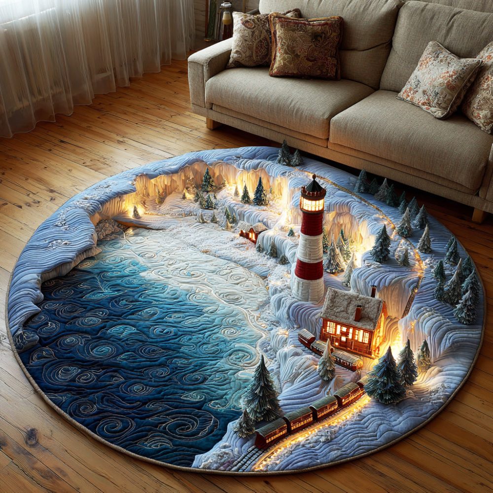 Cozy Winter Express Quilted Round Mat