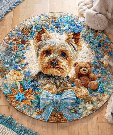 Cozy Yorkie Quilted Round Mat