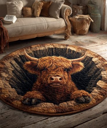 Crater Highland Cow Quilted Round Mat