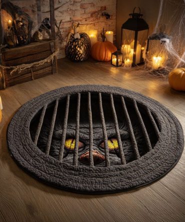 Creepy Cellar Hatch Quilted Round Mat