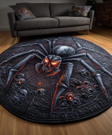 Creepy Spider Quilted Round Mat