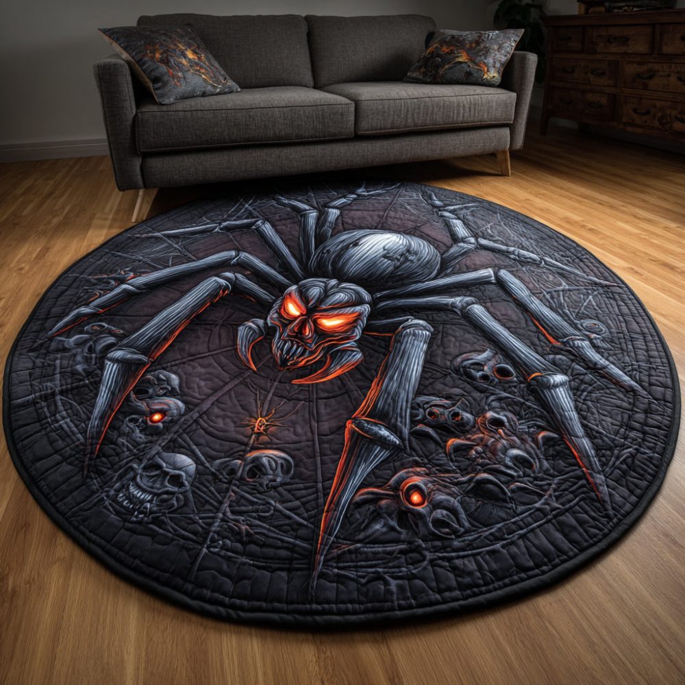 Creepy Spider Quilted Round Mat