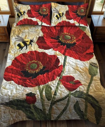 Crimson Serenade 3-Piece Quilted Bedding Set