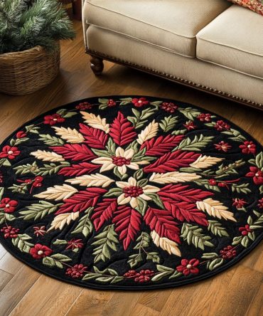 Crimson Bloom Quilted Round Mat