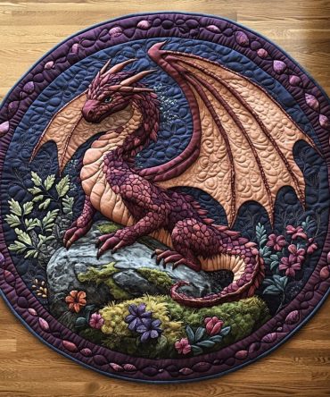 Crimson Inferno Quilted Round Mat