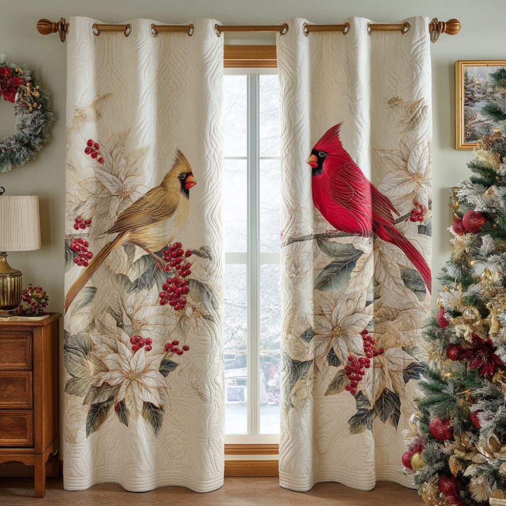 Crimson Song Quilted Curtains