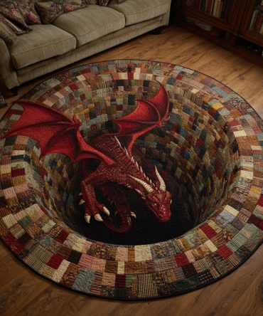 Crimson Wrath Quilted Round Mat