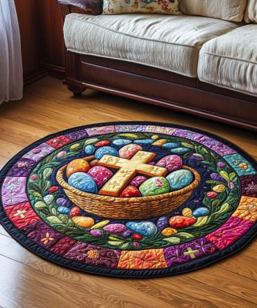 Cross And Eggs Quilted Round Mat