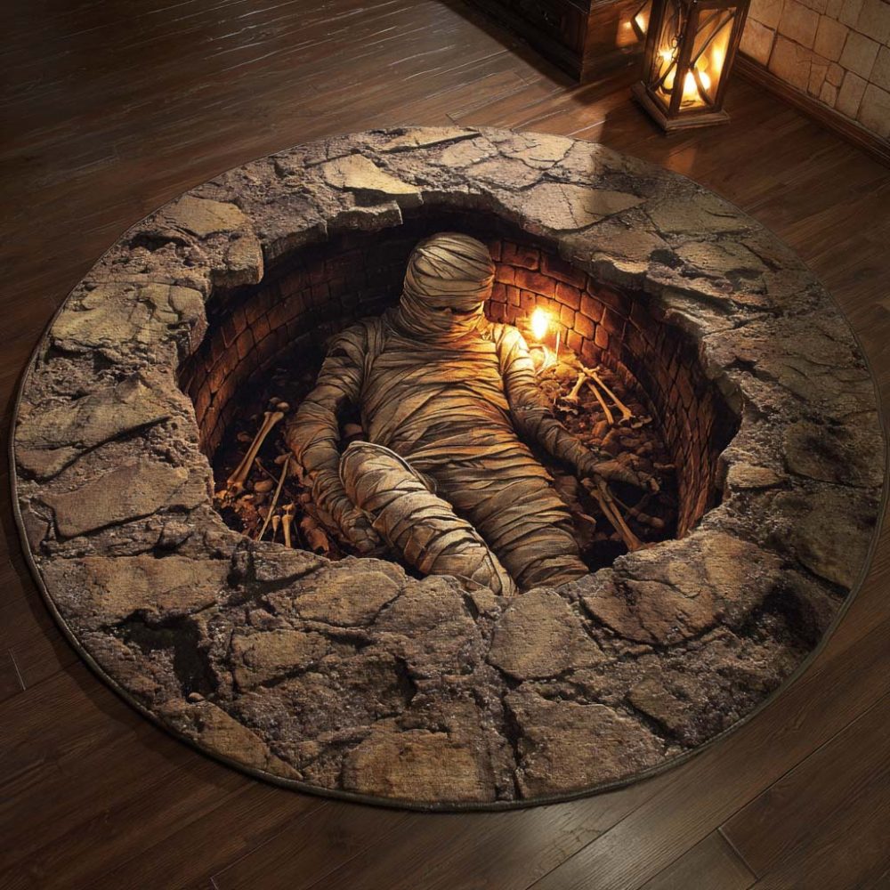 Crypt Of The Mummy Quilted Round Mat